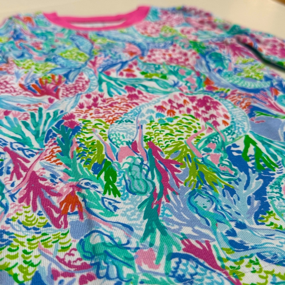 NWT Lilly Pulitzer for Pottery Barn Kids Pink Multicolor Mermaid Print Pajamas - Picture 3 of 7